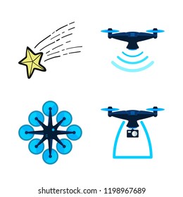vector set about shooting star and drone icons set.