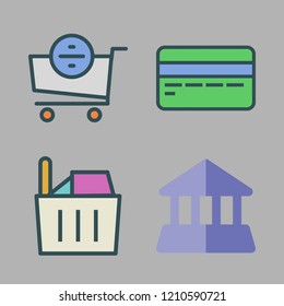  vector set about shopping cart, shopping basket, bank and credit card icons set.