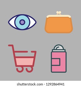  vector set about shopping cart, purse, eye and deodorant icons set.