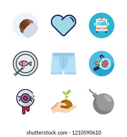   vector set about sprout, products, fish and eye icons set.