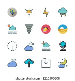  vector set about sunrise, light bolt, thunder and download icons set.