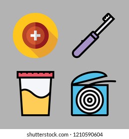  vector set about toothbrush, urine, health clinic and dental floss icons set.