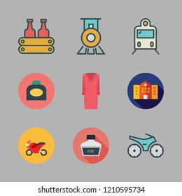  vector set about train, milk, motorbike and motorcycle icons set.