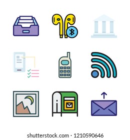  vector set about wifi, mail, picture and earphones icons set.