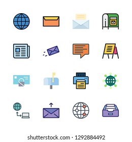   vector set about worldwide, mail, mailing and text lines icons set.