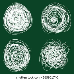 Vector Set of Abstact Chaotic Chalk Round Sketch