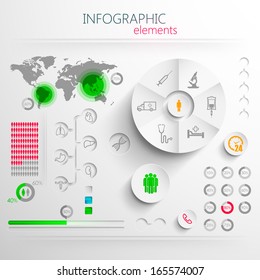 vector set of abstract 3d paper infographic elements with medical signs for print or web design 