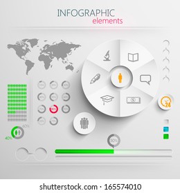 vector set of abstract 3d paper infographic elements with education signs for print or web design