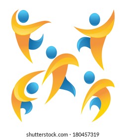 vector set of abstract, active and sportive people