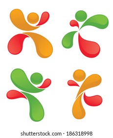 vector set of abstract, active and sportive people
