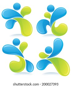 vector set of abstract, active and sportive people