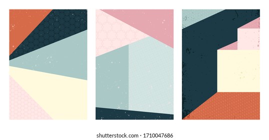 Vector set of abstract architecture covers. Modern backgrounds with copy space for text. Creative geometric pattern template. Architectural abstraction. Trendy design for poster, social media stories 