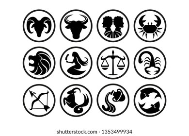 Vector Set Of Abstract Astrological Signs Isolated