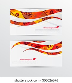 Vector set of abstract autumn leaves banners illustration 