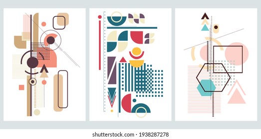 Vector set of abstract avangarde  minimal   geometric backgrounds.  Design templates  for banners,brochure, placards, posters, flyers 