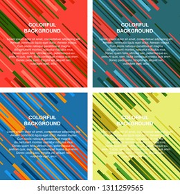 Vector set of abstract avangarde retro background with multicolored geometric shapes and copy space frame