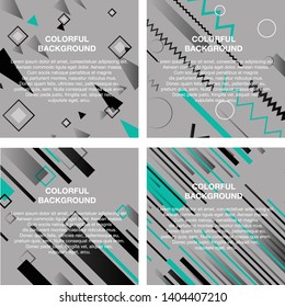 Vector set of abstract avangarde retro background with multicolored geometric shapes and copy space frame