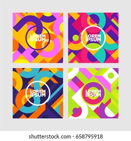 Vector set of abstract avangarde retro background with multicolored geometric shapes
