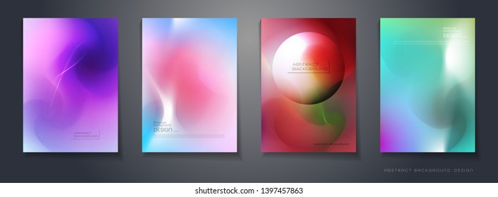 Vector set of abstract background, Composition colorful fluid abstraction, holographic and gradient color design for backgrounds. Layout template for banner, poster, wallpaper, flyer, brochure