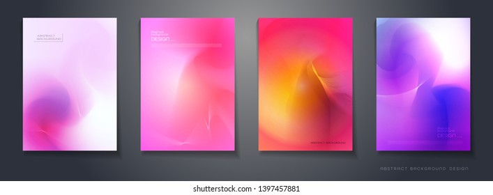 Vector set of abstract background, Composition colorful fluid abstraction, holographic and gradient color design for backgrounds. Layout template for banner, poster, wallpaper, flyer, brochure
