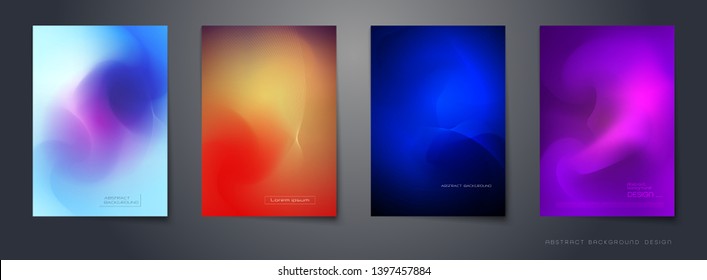 Vector set of abstract background, Composition colorful fluid abstraction, holographic and gradient color design for backgrounds. Layout template for banner, poster, wallpaper, flyer, brochure