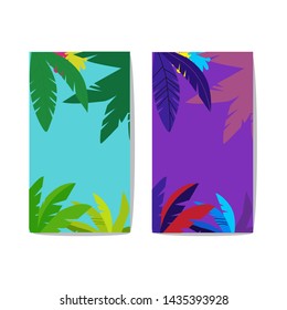 Vector set of abstract background with copy space for text bright vibrant banner, poster, cover design template, social media stories wallpaper with leaves