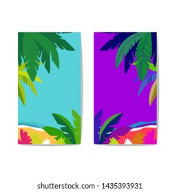 Vector set of abstract background with copy space for text bright vibrant banner, poster, cover design template, social media stories wallpaper with leaves