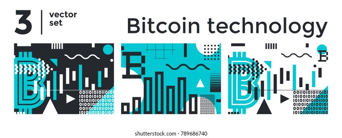 Vector set abstract background, illustrative typography horizontal banner for Blockchain, cryptocurrencies , bitcoin and distributed ledger technology concept. Block chain, network connect