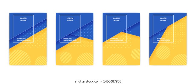 Vector set of abstract background, Sale banner template design, bright poster, Book cover design, Paper cut style, Blue stripes and shapes, vector illustration.