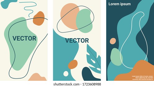 Vector set of abstract backgrounds- bright vibrant banners, posters, cover design templates, social media stories wallpapers.