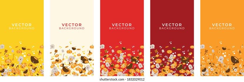 Vector set of abstract backgrounds with copy space for text - autumn sale with leaves decoration for social media post story