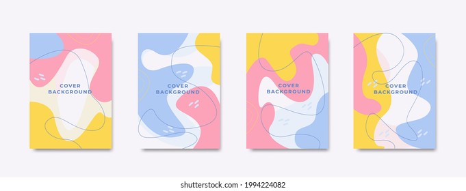 Vector set of abstract backgrounds with copy space for text - bright vibrant banners, posters, cover design templates, social media stories wallpapers, flyers, notebook, and plants in minimal simple