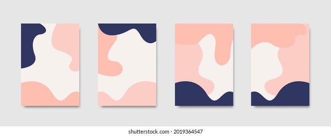 Vector set of abstract backgrounds with copy space for text - bright vibrant banners, posters, cover design templates, social media stories wallpapers, flyers, notebook, and plants in minimal simple