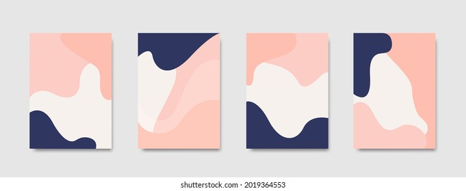 Vector set of abstract backgrounds with copy space for text - bright vibrant banners, posters, cover design templates, social media stories wallpapers, flyers, notebook, and plants in minimal simple