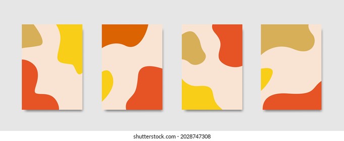 Vector set of abstract backgrounds with copy space for text - bright vibrant banners, posters, cover design templates, social media stories wallpapers, flyers, notebook, and plants in minimal simple