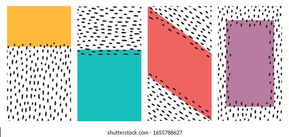 Vector set of abstract backgrounds in minimal style with copy space for text, rectangular format. simple, stylish and minimal designs, design templates for social media stories and bloggers