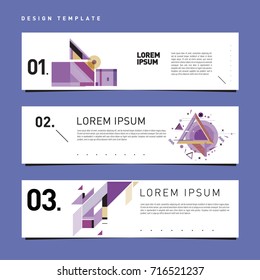 Vector set of abstract banner web design template. Retro and pop art colorful style banner design layout.