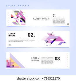 Vector set of abstract banner web design template. Retro and pop art colorful style banner design layout.