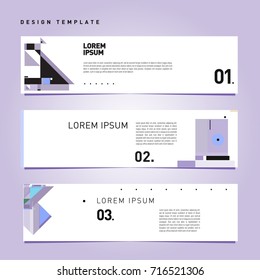 Vector set of abstract banner web design template. Retro and pop art colorful style banner design layout.