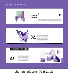 Vector set of abstract banner web design template. Retro and pop art colorful style banner design layout.