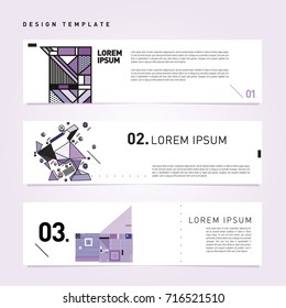 Vector set of abstract banner web design template. Retro and pop art colorful style banner design layout.