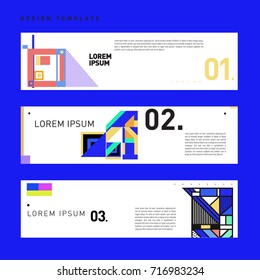 Vector set of abstract banner web design template. Retro and pop art colorful style banner design layout.