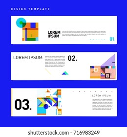 Vector set of abstract banner web design template. Retro and pop art colorful style banner design layout.