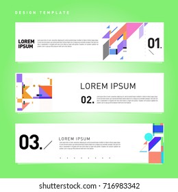 Vector set of abstract banner web design template. Retro and pop art colorful style banner design layout.