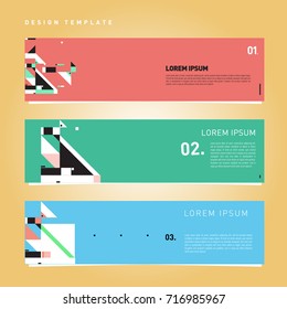 Vector set of abstract banner web design template. Retro and pop art colorful style banner design layout.