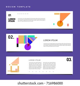 Vector set of abstract banner web design template. Retro and pop art colorful style banner design layout.