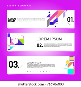 Vector set of abstract banner web design template. Retro and pop art colorful style banner design layout.