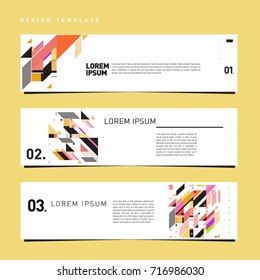 Vector set of abstract banner web design template. Retro and pop art colorful style banner design layout.