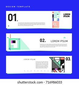 Vector set of abstract banner web design template. Retro and pop art colorful style banner design layout.