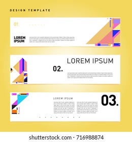 Vector set of abstract banner web design template. Retro and pop art colorful style banner design layout.